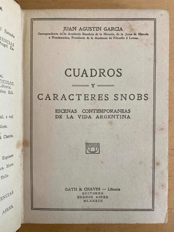 Cuadros Y Caracteres Snobs - Garcia, Juan Agustin (S3)