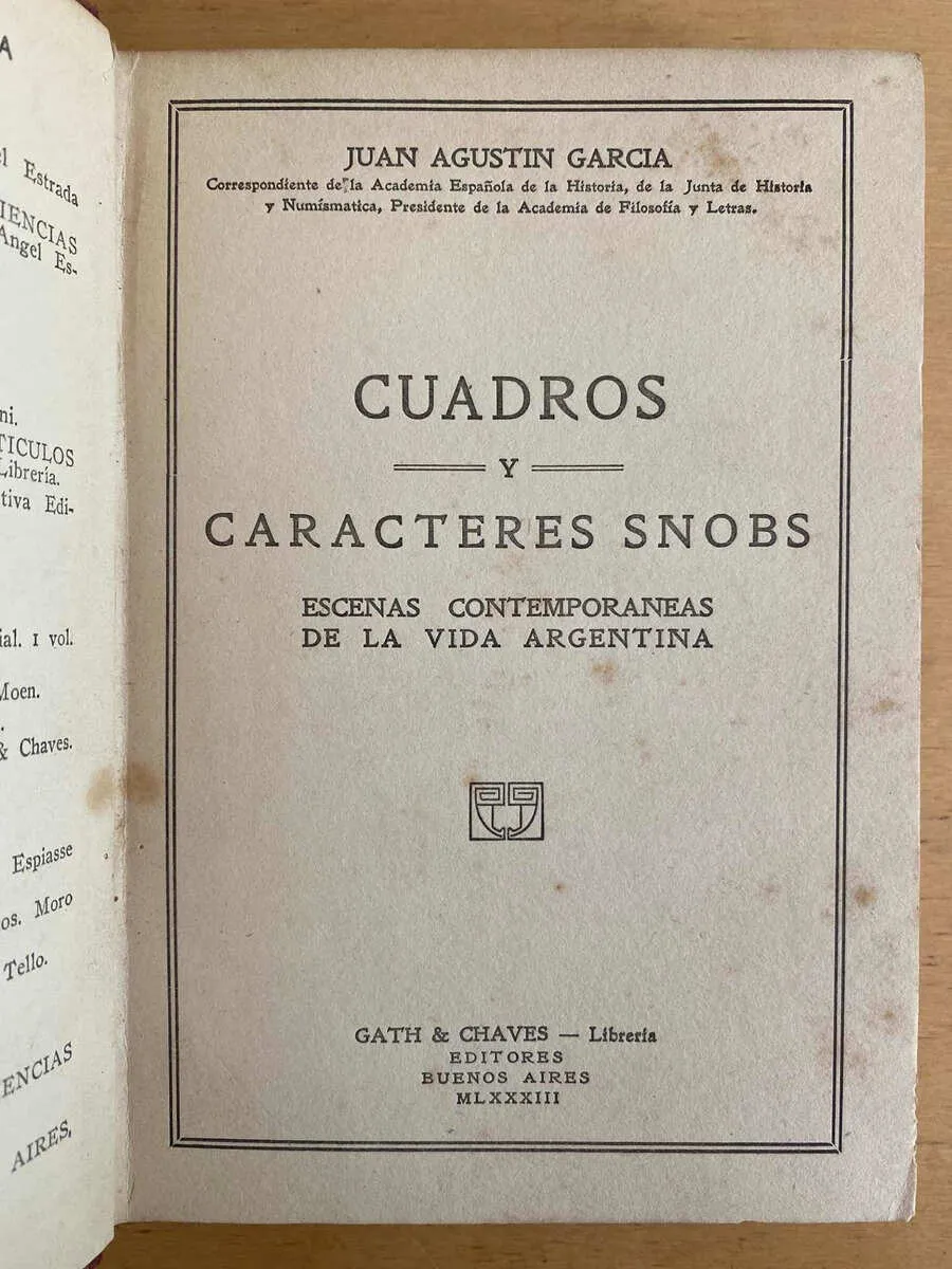 Cuadros Y Caracteres Snobs - Garcia, Juan Agustin (S3)