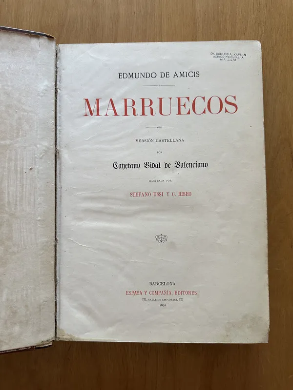 Marruecos - de Amicis, Edmundo (2g7)
