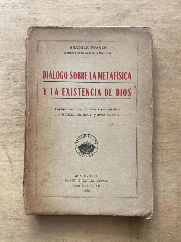 Dialogo Sobre La Metafisica De Dios - France, Anatole (u1)
