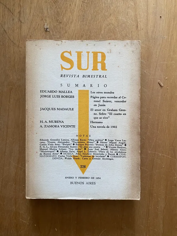 Tapa de Revista sur 226 - Borges, JOrge Luis; Ocampo, victoria (2cf