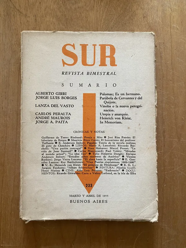 Tapa de Revista sur 233 - Borges, JOrge Luis; Ocampo, victoria (2cf
