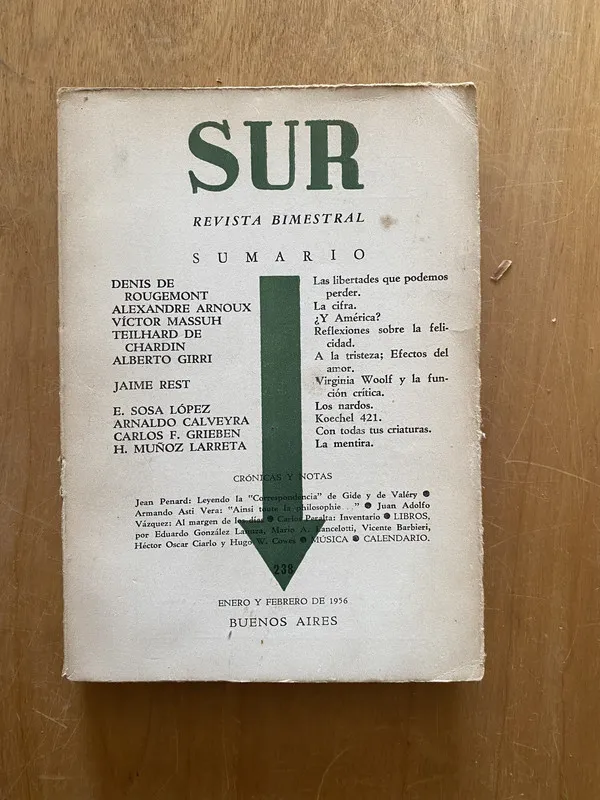Tapa de Revista sur 238 - Borges, JOrge Luis; Ocampo, victoria (2cf