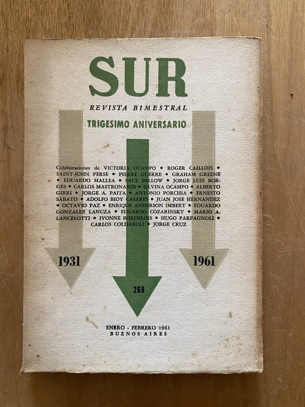 Tapa de Revista sur 268 trigesimo ani. 1931 1961 bv - Borges (2cf)