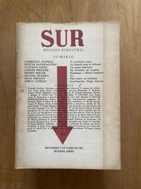 Tapa de Revista sur 272 - Borges, JOrge Luis; Ocampo, victoria (2cf
