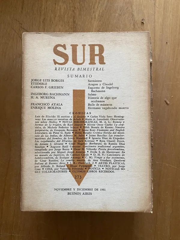 Tapa de Revista sur 273 - Borges, JOrge Luis; Ocampo, victoria (2cf