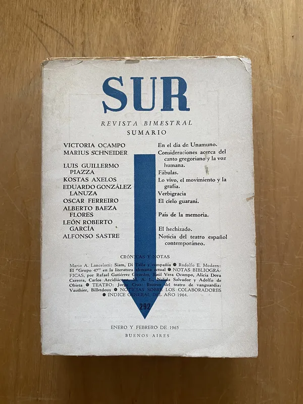 Tapa de Revista sur 292 - Ocampo, Victoria (2cf)