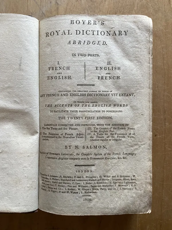 Boyer s Royal Dictionary n two parts. I- Salmon, N. (2q3)