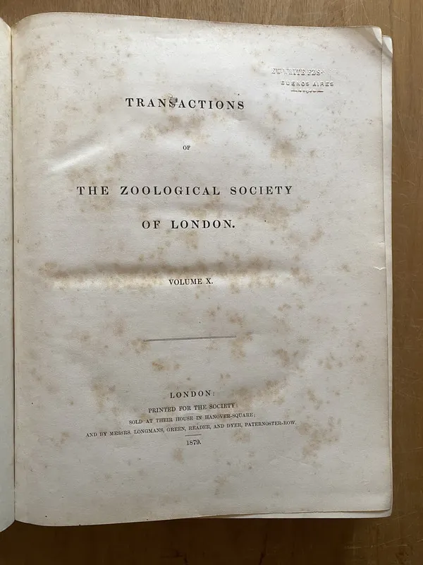 Transactions of the zoological society of london X (2q5)