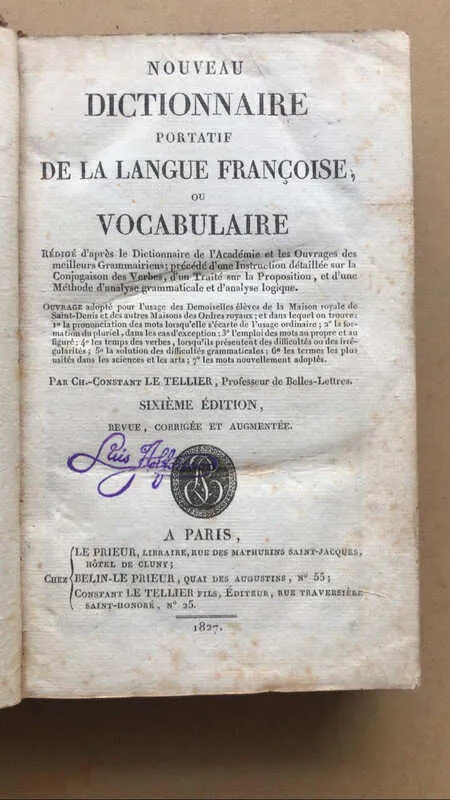 Nouveau Dictionnaire Portatif Langue Franc- Le Tellier (aa1)