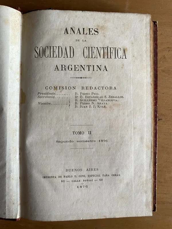 Tapa de Tomo 2 Segundo semestre 1876 - Anales soc. cientifica (2r6)