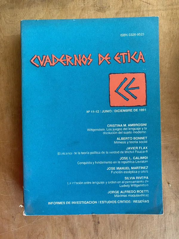 Tapa de Cuadernos de Etica 11 12 - Maliandi, Ricardo (e5)