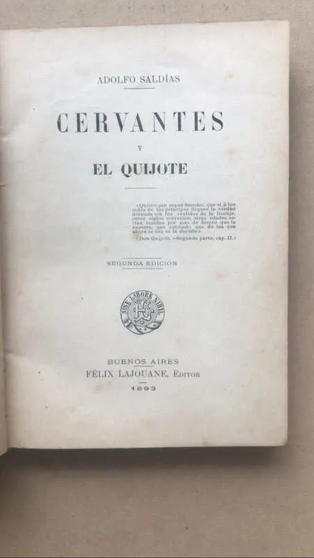 Cervantes Y El Quijote - Saldias, Adolfo (cc1)