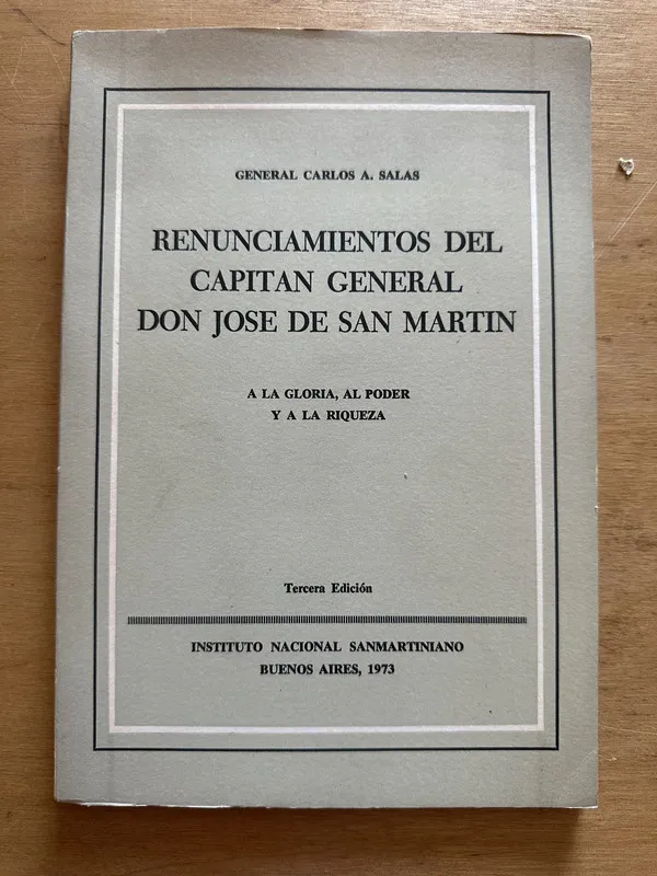 Tapa de Renunciamientos del capitan general San Martin - Salas (2t4