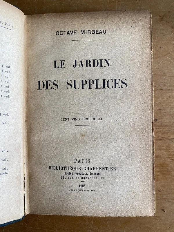 Tapa de Le jardin des supplices - Mirbeau, Octave (2z2)