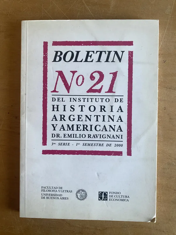 Tapa de Boletin 21 Instituto de Historia Argentina Ravignani (2z7)