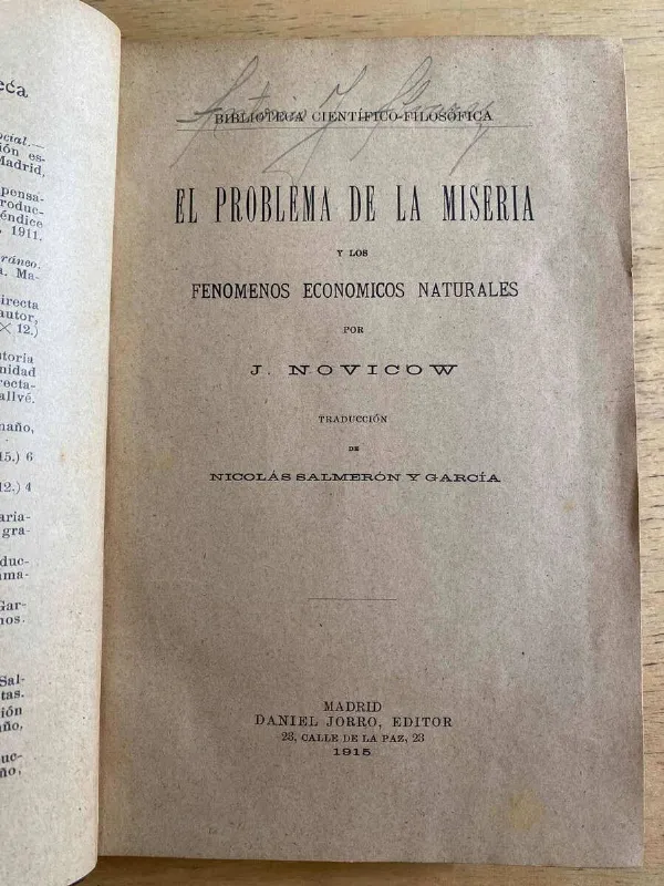 El Problema De La Miseria Y Los Fenomenos Econ- Novicow (h4)