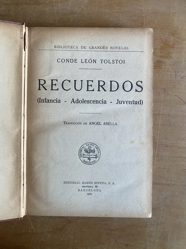 Recuerdos. Infancia, adolescencia, juventud - Tolstoi (3b8)