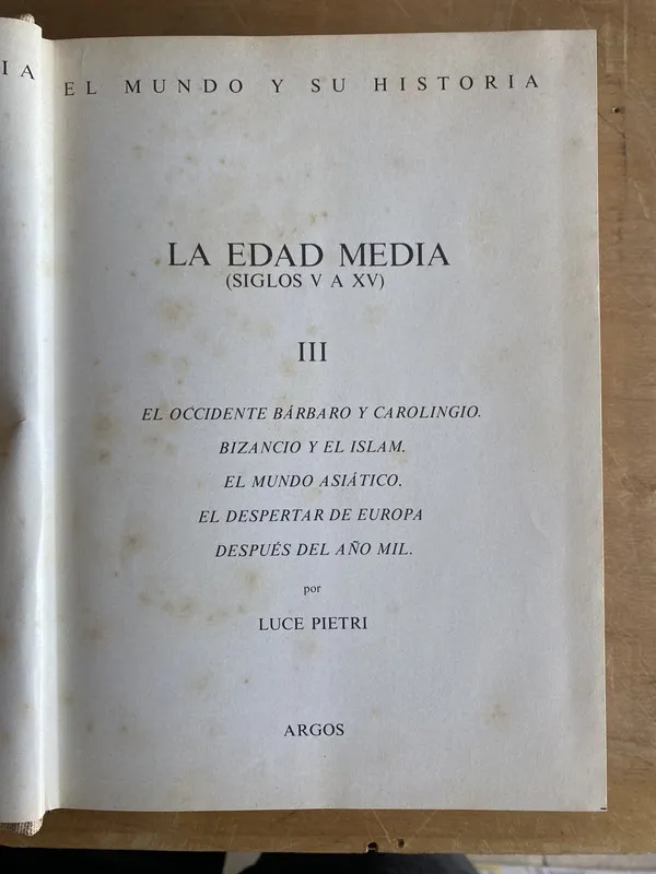 Tapa de La Edad Media (Siglos V a XV). Volumen III - Pietri (3g4)