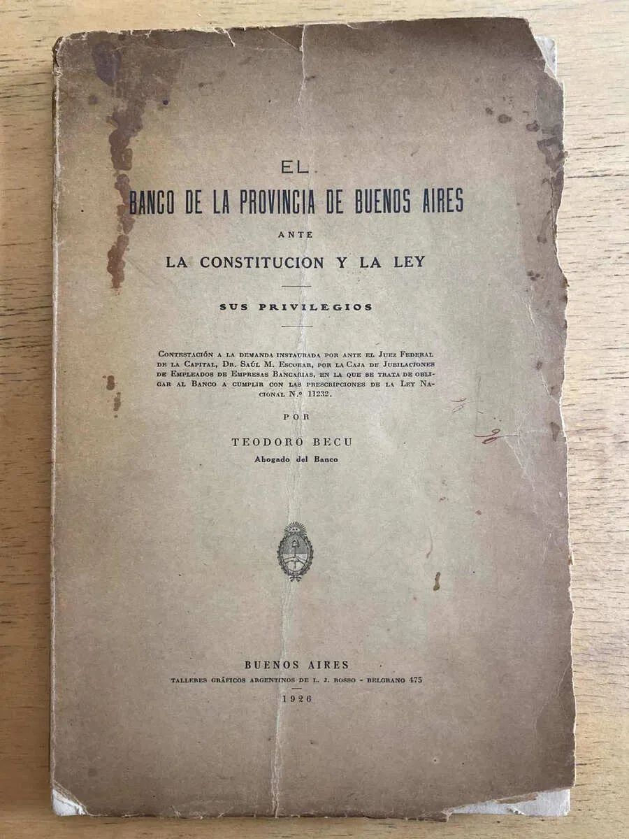 El Banco De La Provincia De Buenos Aires Ante- Becu (g7)