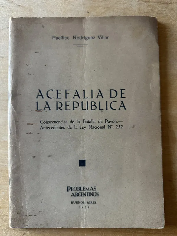 Tapa de Acefalia de la republica - Rodriguez Villar, Pacifico (3i4)