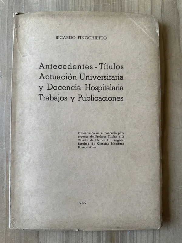 Tapa de Antecedentes - Docencia Hospitalaria - Finochietto (3j6)