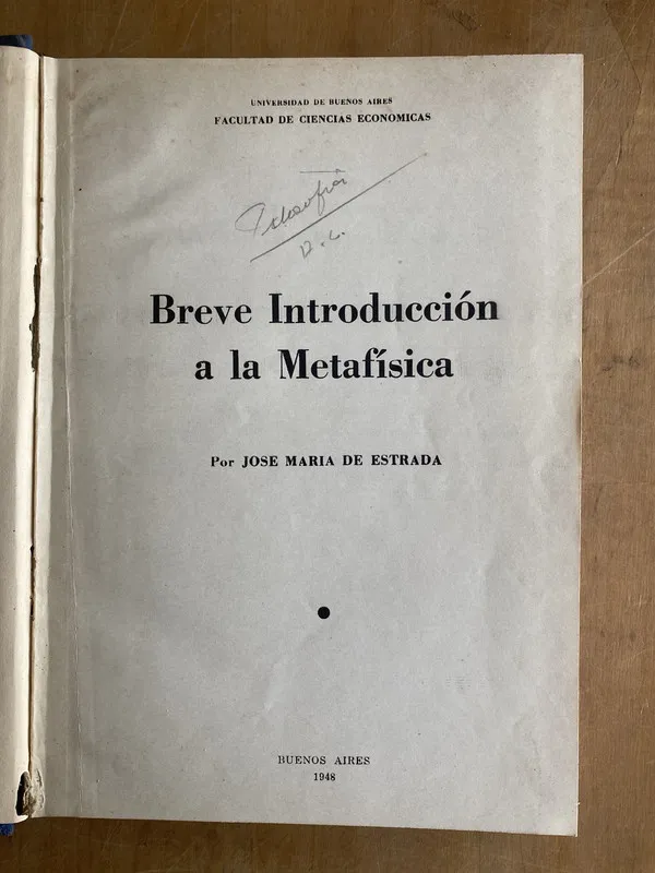 Breve introduccion a la metafisica - De Estrada (z 6)