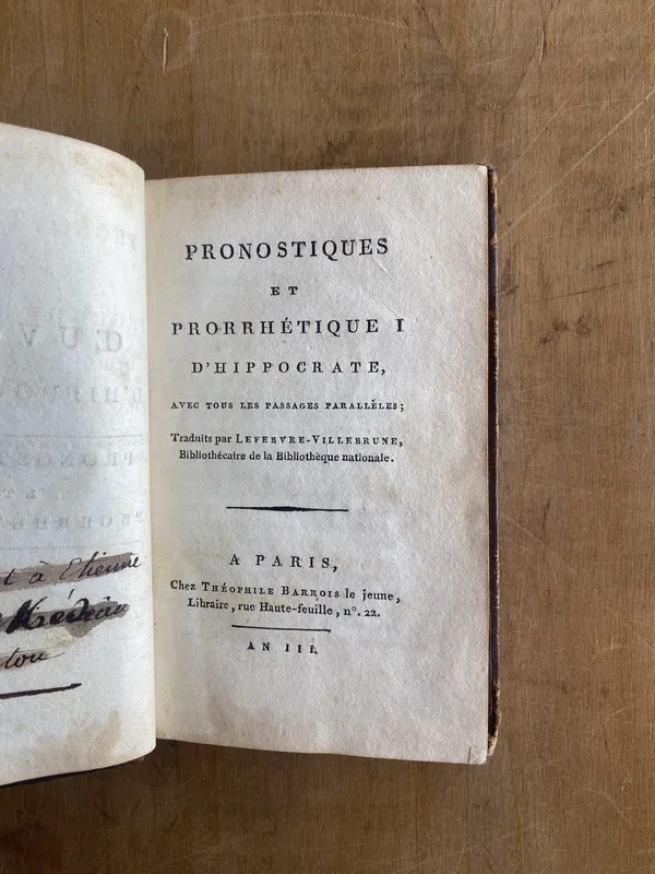 Pronostiques et prorrhetique I d'hippocrate- Hippocrate (n6