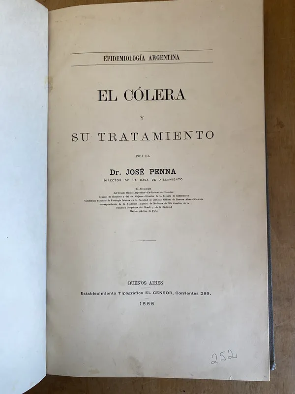 Tapa de El colera y su tratamiento - Penna, Jose (ii1)