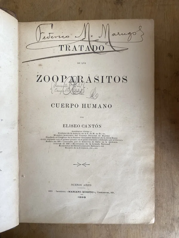 Tratado de los zooparasitos del cuerpo humano- Canton (JJ4)