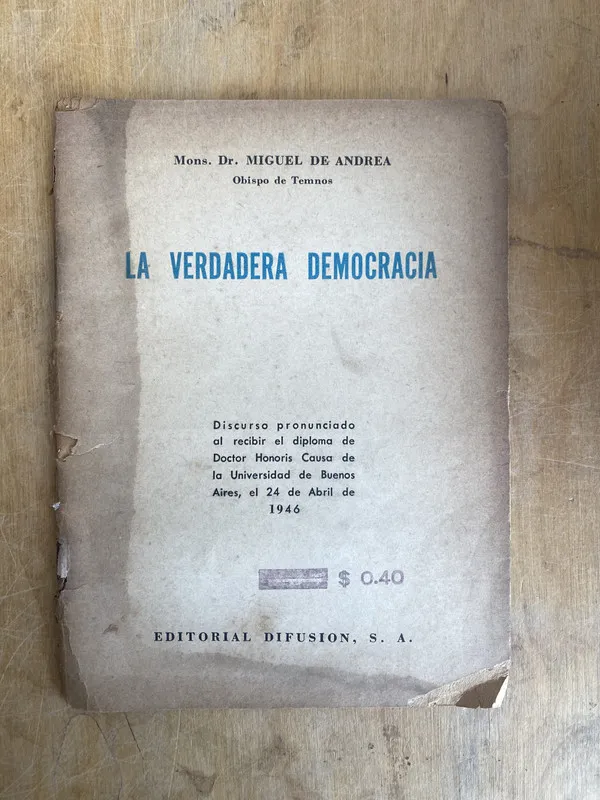 Tapa de La verdadera democracia - Miguel de Andrea (JJ4)