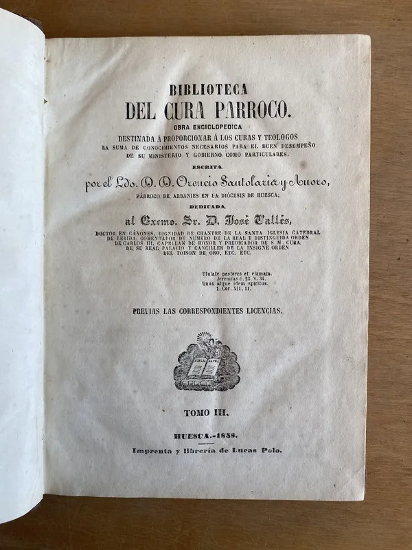 Biblioteca del cura parroco, tomo 3 - SANTOLARIA (3m3)