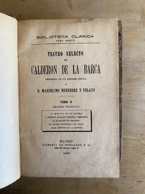 Teatro selecto de Calderon de la Barca (3m3)
