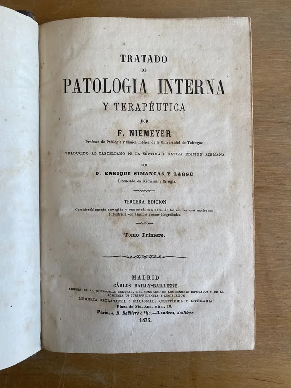 Tratado de patologia interna y terapeutica- Niemeyer (3m3)