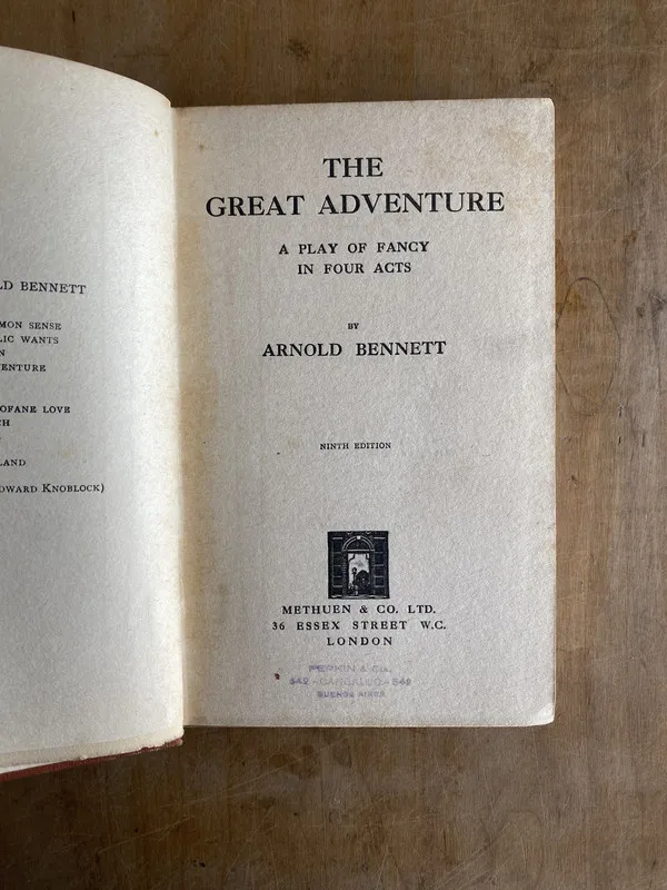 The great adventure. A play of fancy four acts- Bennett (ñ3