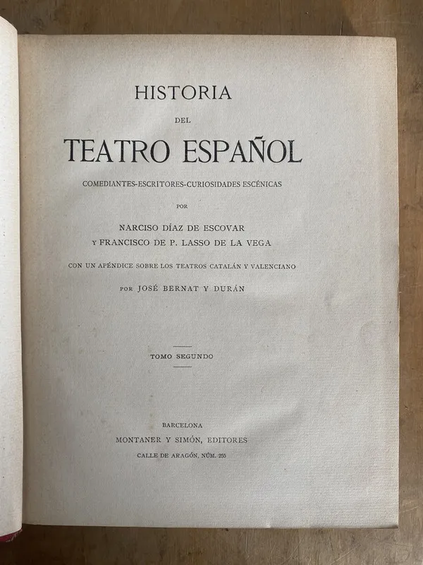 Tapa de Historia del teatro español- Diaz de Escovar (L6)