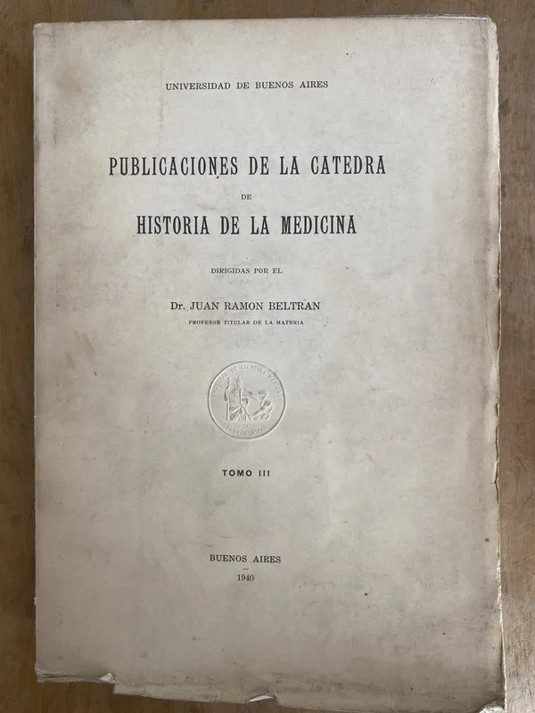 Tapa de Publicaciones catedra de historia de medicina- Beltran (c5)
