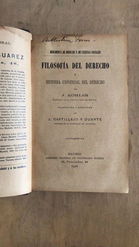 Filosofia Del Derecho E Historia Universal Del- Kohler (z3)