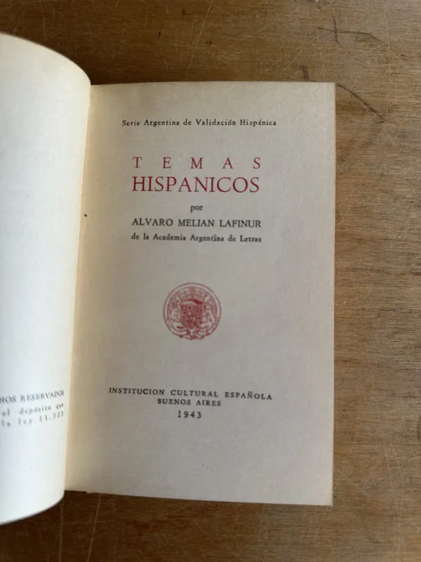 Tapa de Temas hispanicos - Melian Lafinur alvaro (2t7)