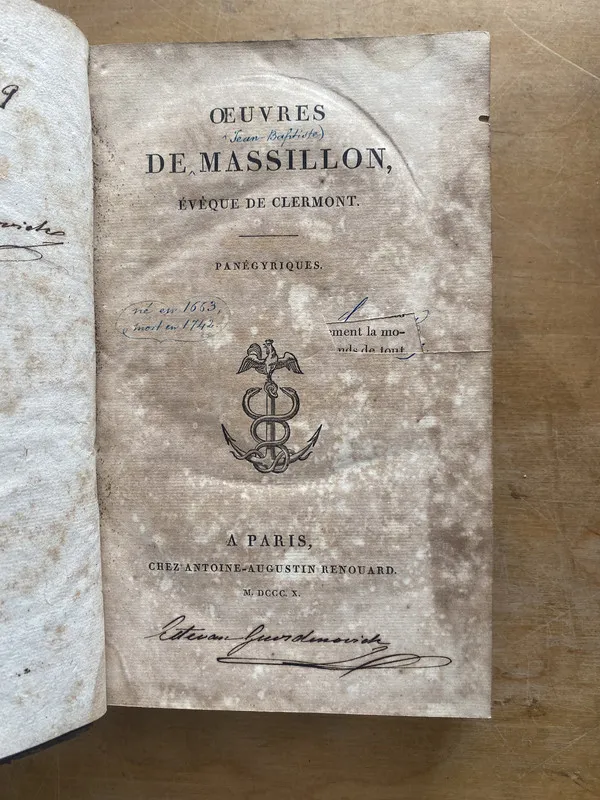 Panegyriques - Oeuvres de Massillon Eveque de Clermont (LL5