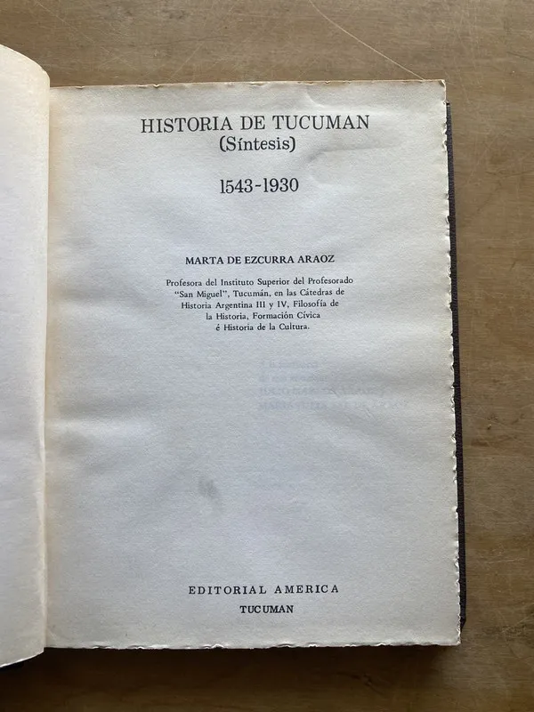 Historia de Tucuman (Sintesis)- De Ezcurra Araoz (LL0)