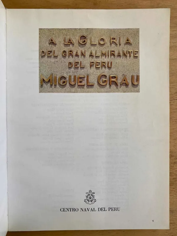 A La Gloria Del Gran Almirante Del Peru M. Grau- Elmore (G5)