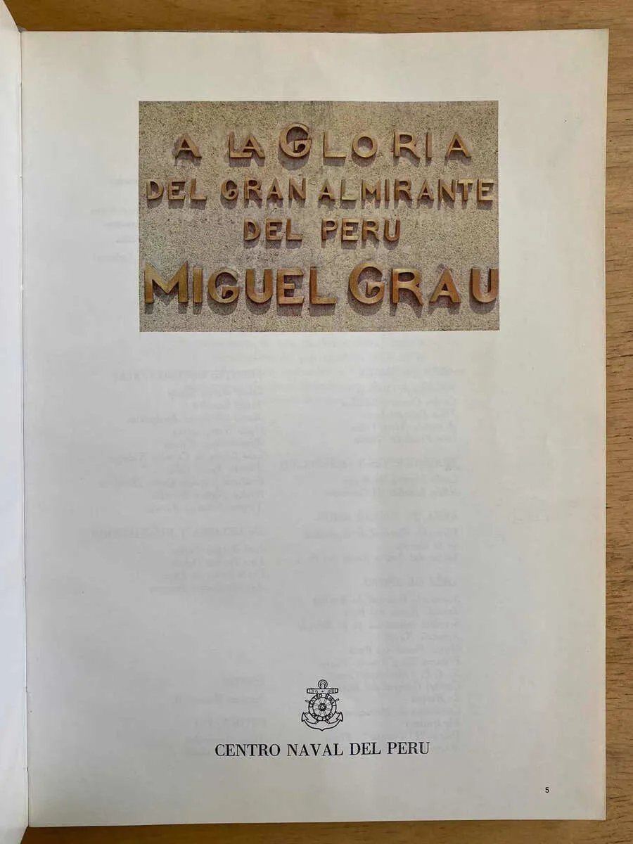 A La Gloria Del Gran Almirante Del Peru M. Grau- Elmore (G5)