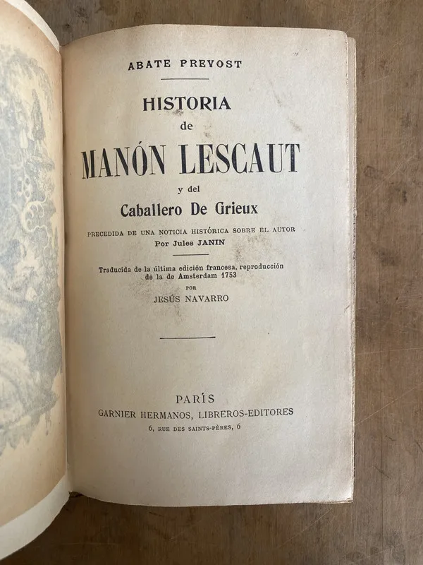 Tapa de Historia de Manon Lescaut - Abate Prevost (zz2)