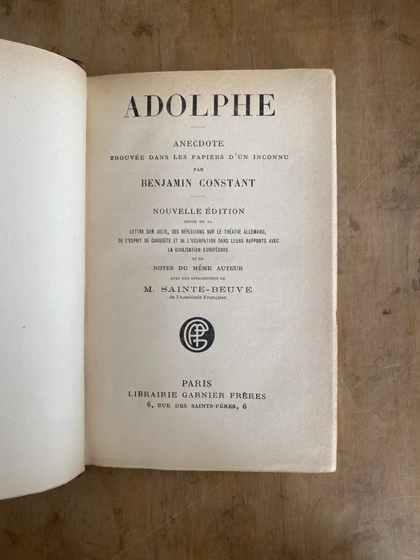 Tapa de Adolphe - Constant Benjamin (zz2)