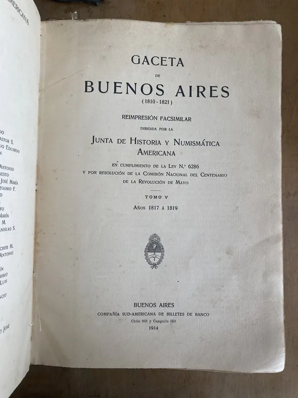 Reimpresion facsimilar - Gaceta de Buenos Aires V (t6)