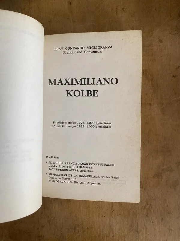 Tapa de Maximiliano Kolbe - Miglioranza Contardo Fray (a1)