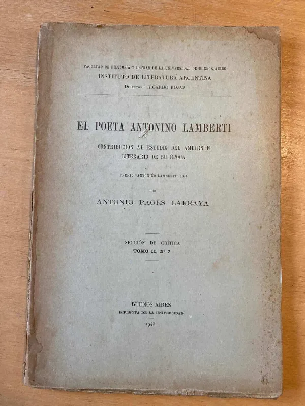 El Poeta Antonio Lamberti - Pages Larraya, Antonio (C6)
