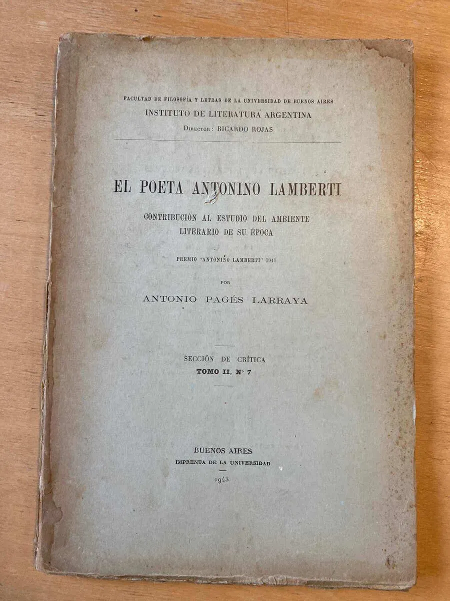 El Poeta Antonio Lamberti - Pages Larraya, Antonio (C6)