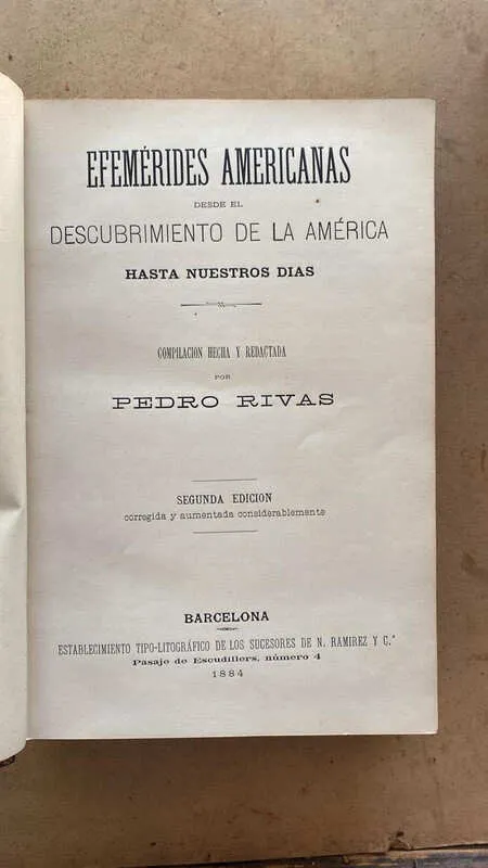 Efemerides Americanas Desde El Descubrimiento- Rivas (bb1)